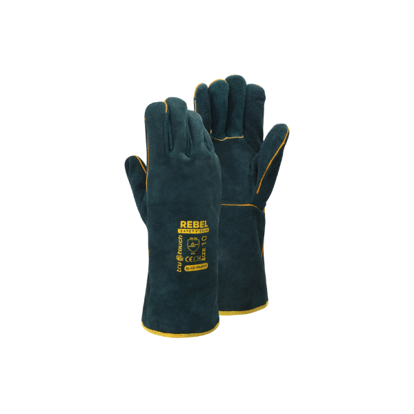 Rebel Tru Touch Green Lined Welders Elbow Gloves 35cm