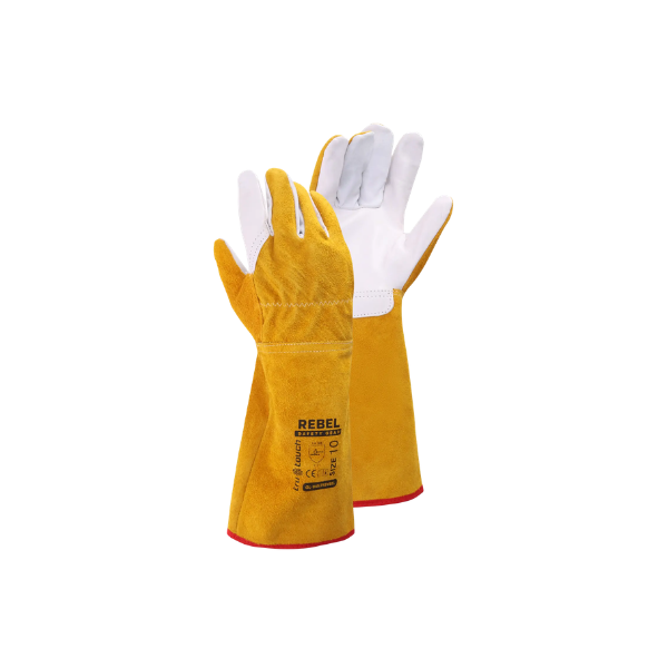 Rebel Tru Touch Yellow Split_Grain Leather Tig Welders Elbow Gloves