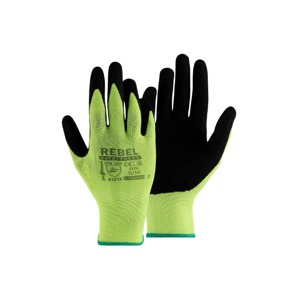 Rebel Tru Touch Hi-Viz Sandy Nitrile Single Dipped Gloves